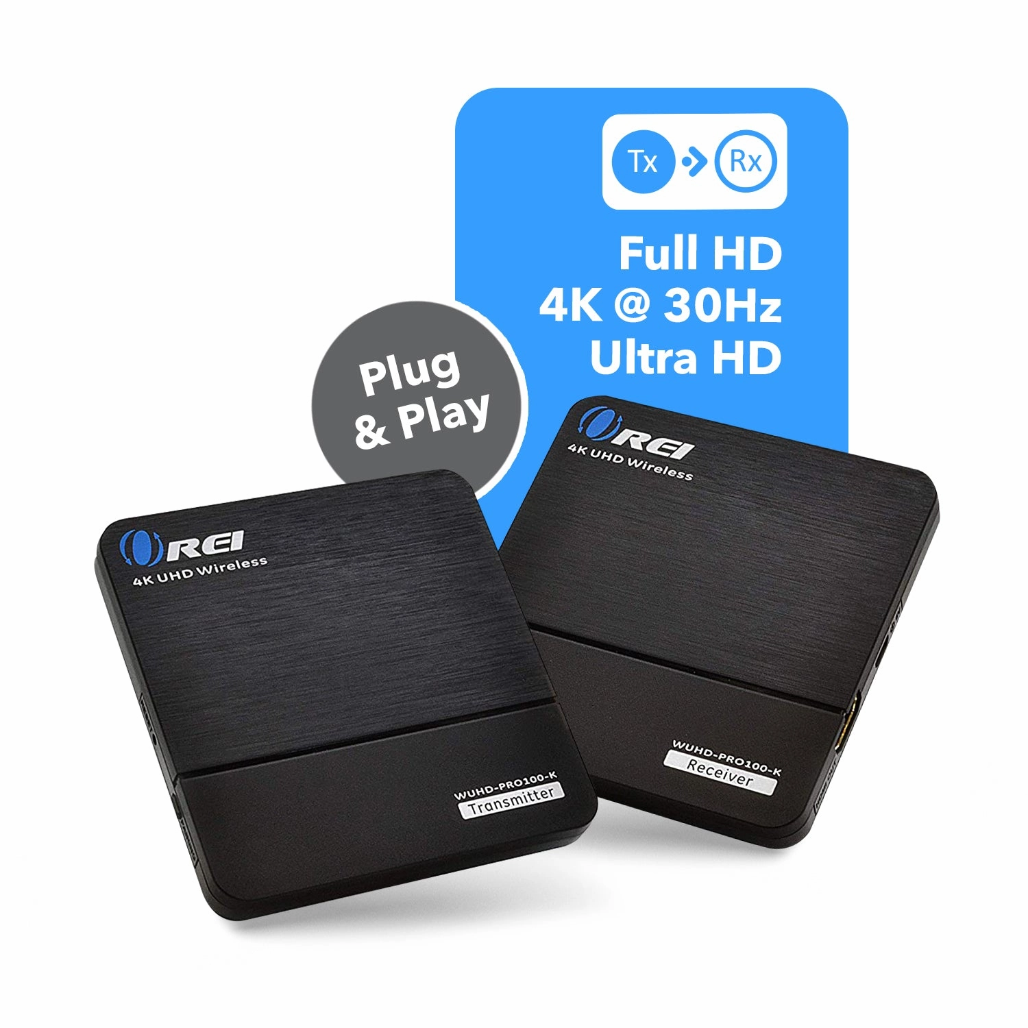 4K Wireless HDMI Transmitter & Receiver Extender by OREI - Up to 100 Feet - 0 Latency - Perfect for Streaming from Laptop. PC. Cable. Netflix. YouTube. PS4 to HDTV/Projector (WUHD-PRO100-K)