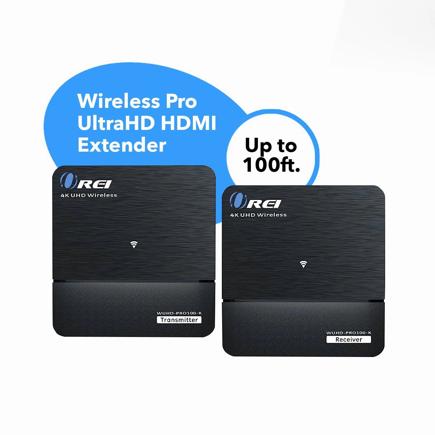 4K Wireless HDMI Transmitter & Receiver Extender by OREI - Up to 100 Feet - 0 Latency - Perfect for Streaming from Laptop. PC. Cable. Netflix. YouTube. PS4 to HDTV/Projector (WUHD-PRO100-K)
