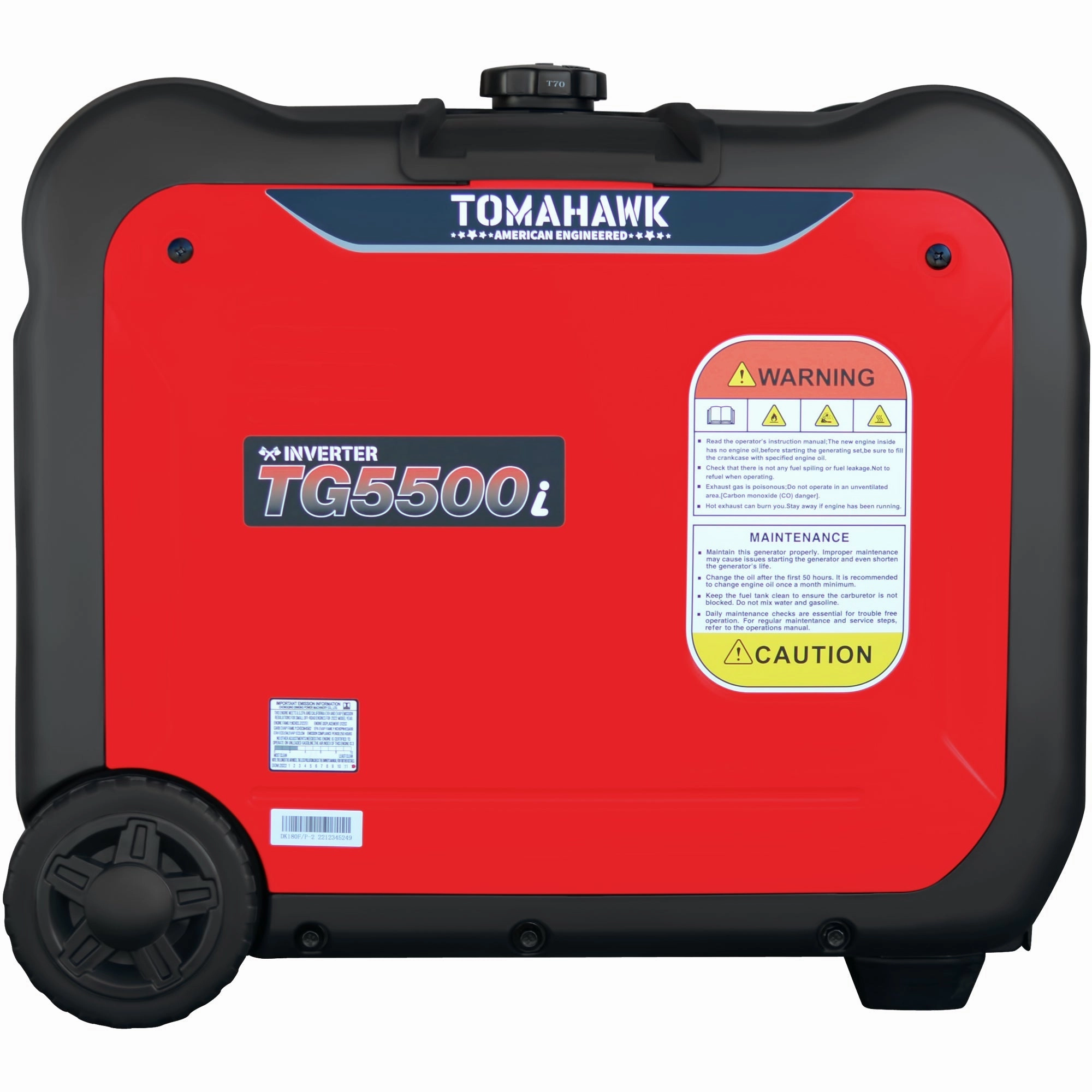 5500 Watt Inverter Generator Super Quiet Portable Gas Power Professional Use