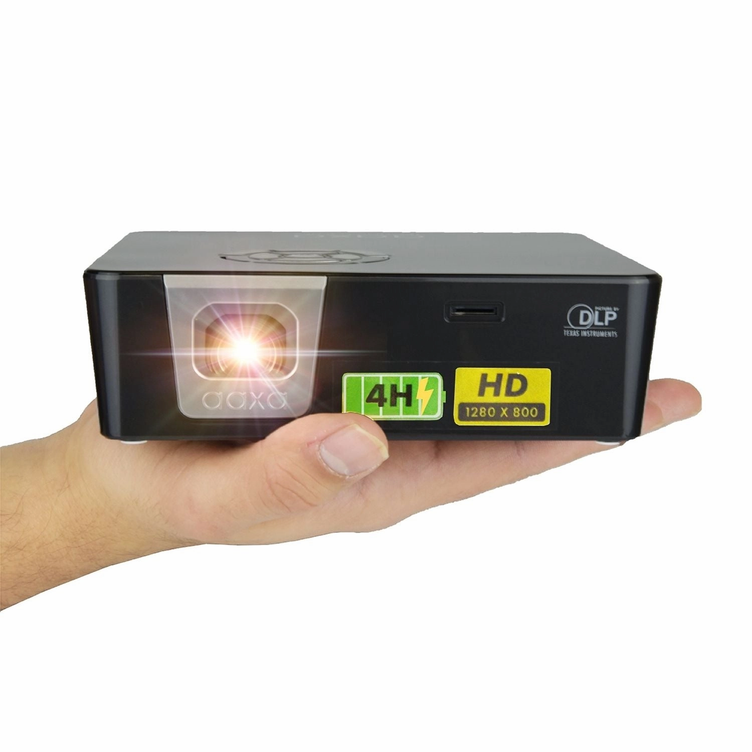 AAXA P6X DLP Portable Projector. 4 Hour Battery. Wireless Mirroring