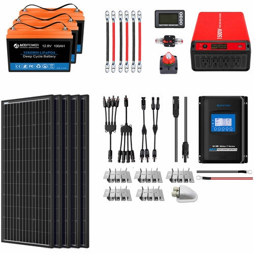 Acopower 100W mono300Ah/1.5kW(3x100Ah) Li300Ah M500w