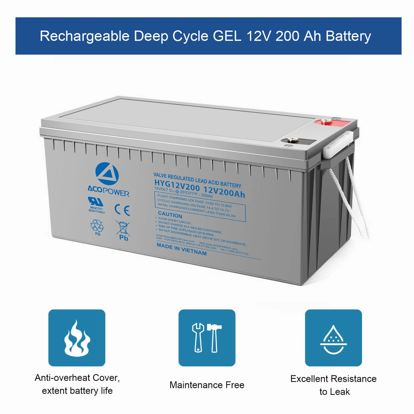 Acopower 100W mono400Ah/3kW(2x200Ah) Li400Ah M400w