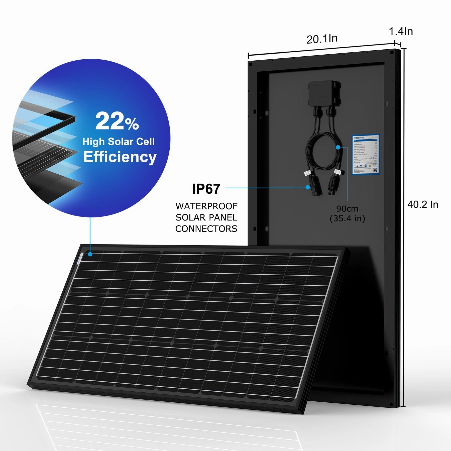 Acopower 100W mono600Ah/3kW(3x200Ah) Li600Ah M600w