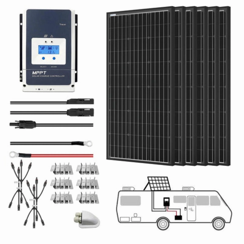 Acopower 100w mono kitAll Black 600w 50A