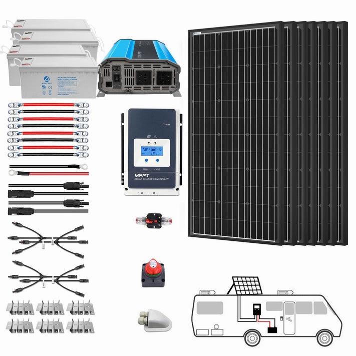 Acopower 100W monoRV SystemGel Battery 800ah3kw 600w