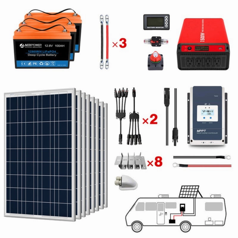 Acopower 100W poly300Ah/1.5kW(3x100Ah) Li300Ah P800w