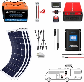 Acopower 110w flex 200Ah/1.5kW(2x100Ah) Li200Ah F330w