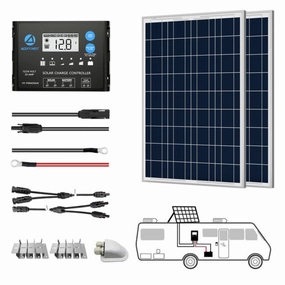 ACOPOWER 200W 12V Poly Solar RV Kits. 20A PWM Charge Controller