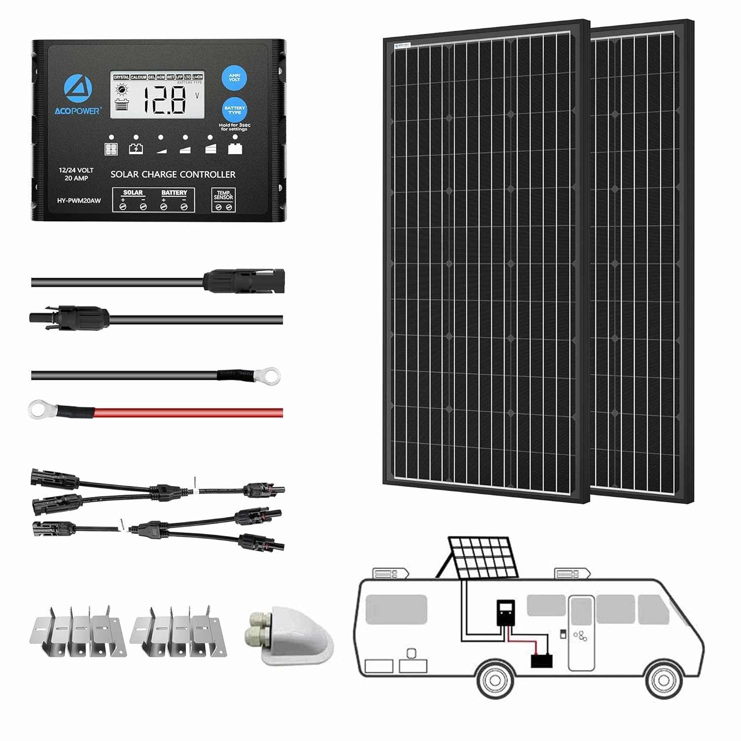 Acopower 200w kitmono 200w 20A PWM