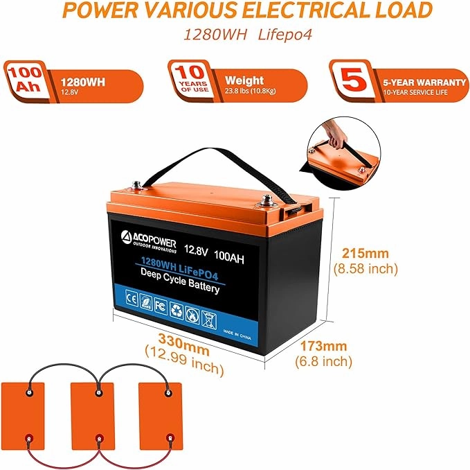 Acopower 200W mono200w Mono300Ah(3x100Ah) Li300Ah M200w