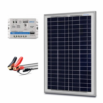 Acopower 25W Off-grid Solar Kits. 5A charge controller with SAE connector