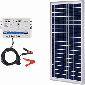 Acopower 35W 12V Solar Charger Kit. 5A Charge Controller with Alligator Clips