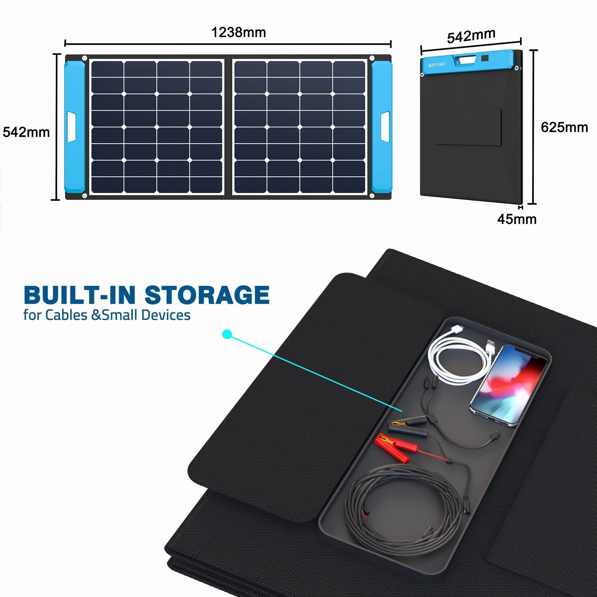 Acopower Foldable Kits Light weight suitcase 100W. w/controller