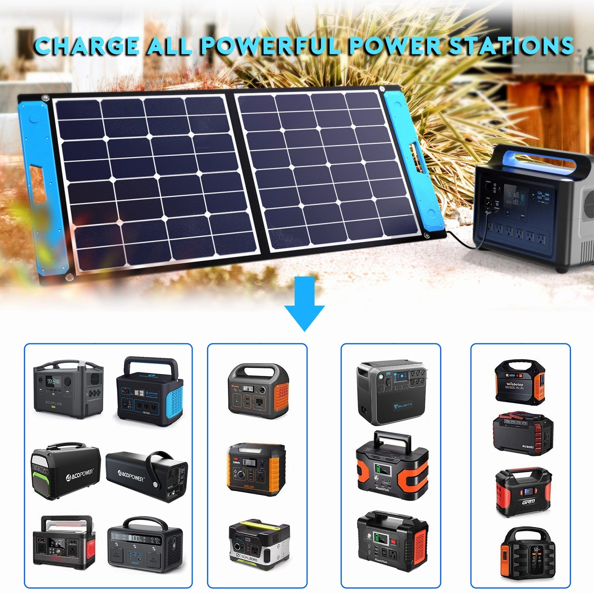 Acopower Foldable Kits Light weight suitcase 100W. w/controller