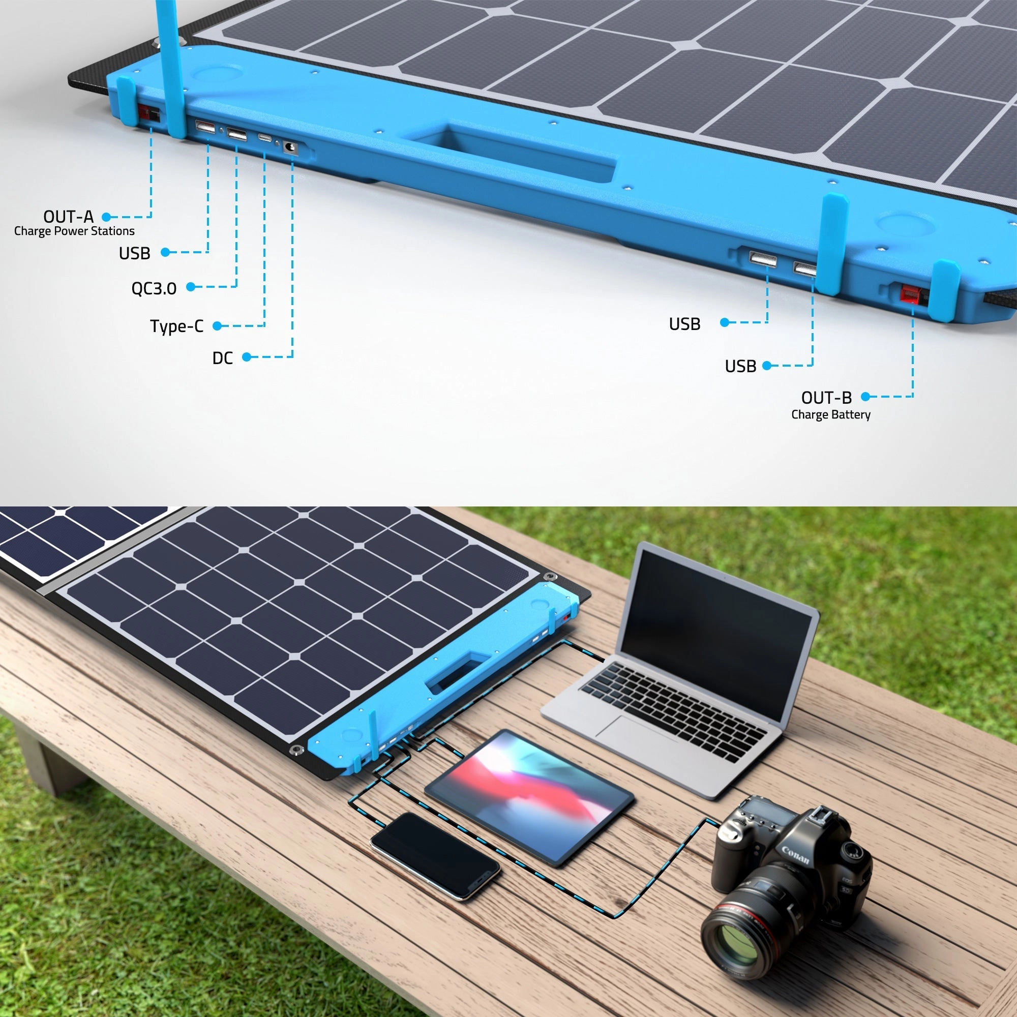 Acopower Foldable Kits Light weight suitcase 100W. w/controller