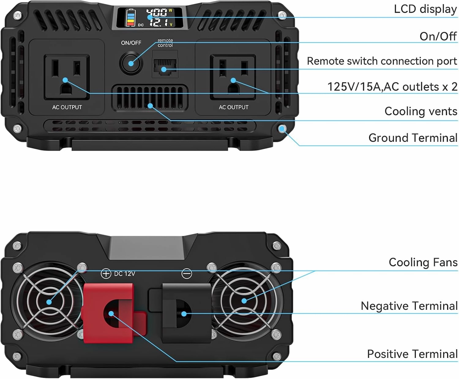 ALLWEI 2000W Pure Sine Wave Inverter - 12V DC to 110V AC Power Converter