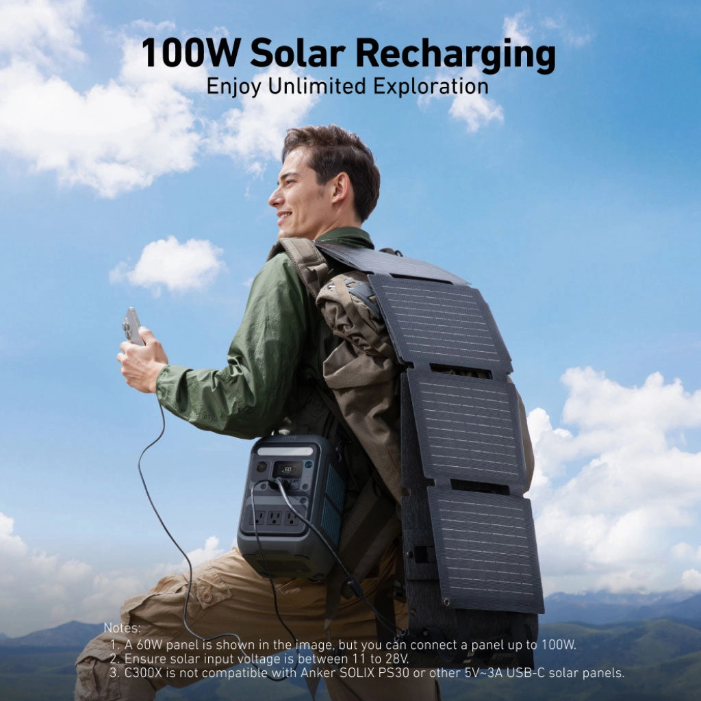 Anker SOLIX C300X Portable Power Station - 288Wh | 300W with Carry Strap