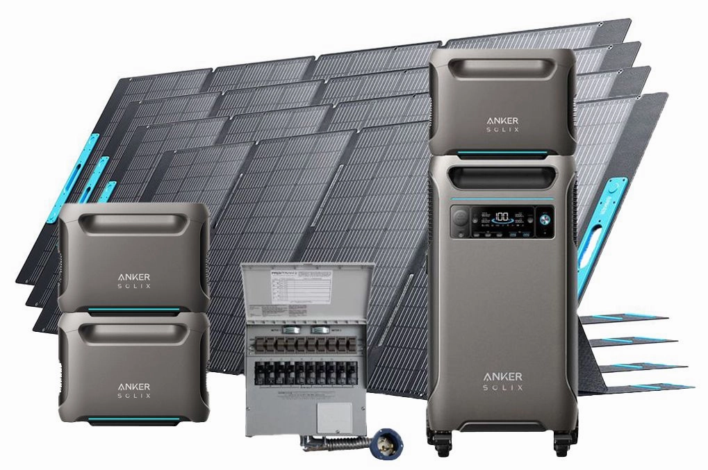 Anker SOLIX F3800   Expansion Battery*3   Transfer Switch Kit   PS400 Solar Panel 400W*4 (15360Wh in total)    FREE Protective Cover