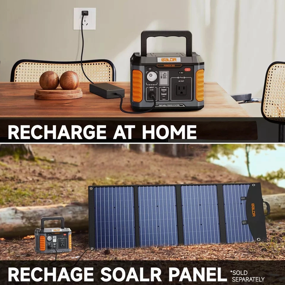 BALDR Portable Power Station 300W. 231Wh Solar Generator Backup Lithium Battery