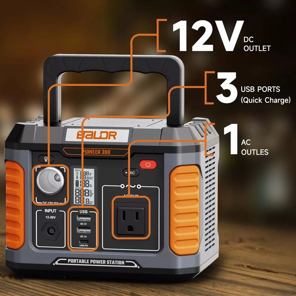 BALDR Portable Power Station 300W. 231Wh Solar Generator Backup Lithium Battery