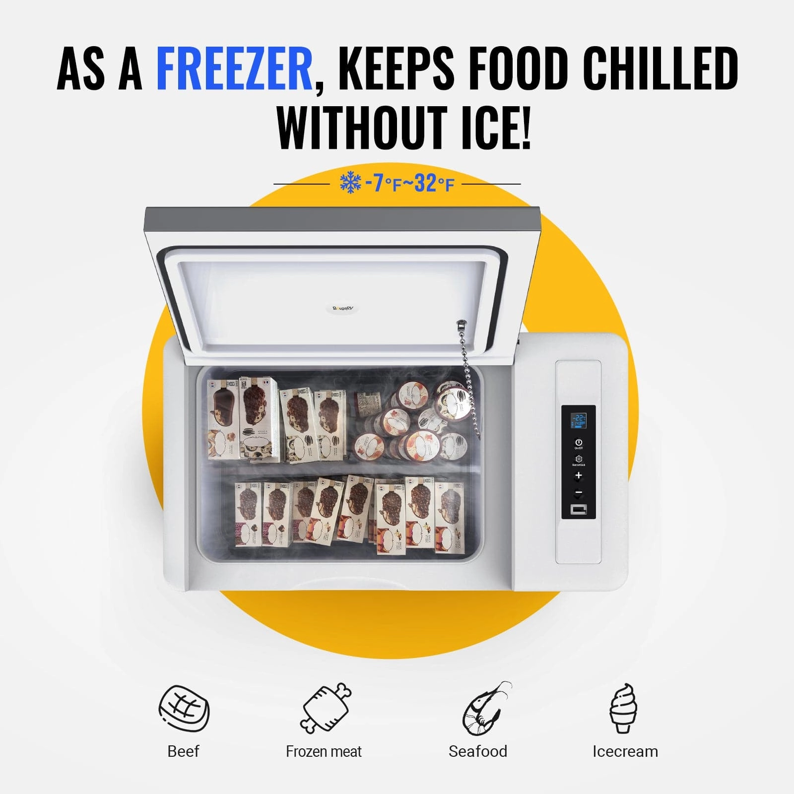 BougeRV 12V 30 Quart (28L) Portable Refrigerator