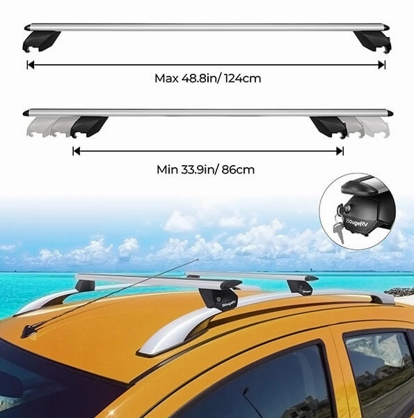 BougeRV Roof Rack Cross Bars (Universal. 47'' Silver)