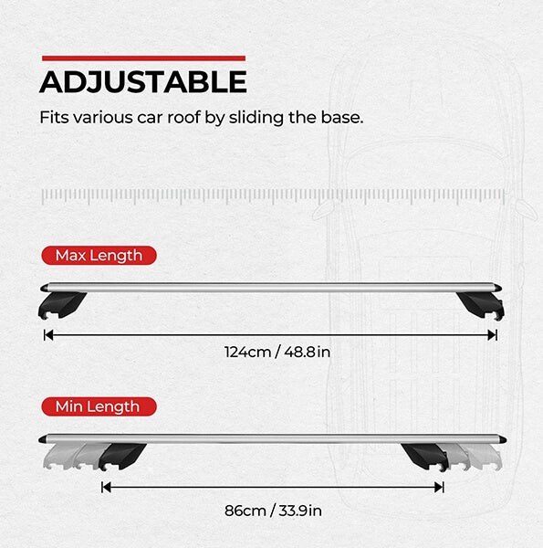 BougeRV Roof Rack Cross Bars (Universal. 47'' Silver)