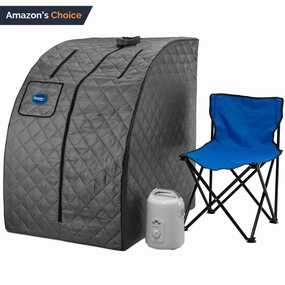 Durasage Health - Durasage Lightweight Personal Steam Sauna Spa for Relaxation at Home. 60 Minute Timer. 800 Watt Steam Generator. Chair Included - Gray