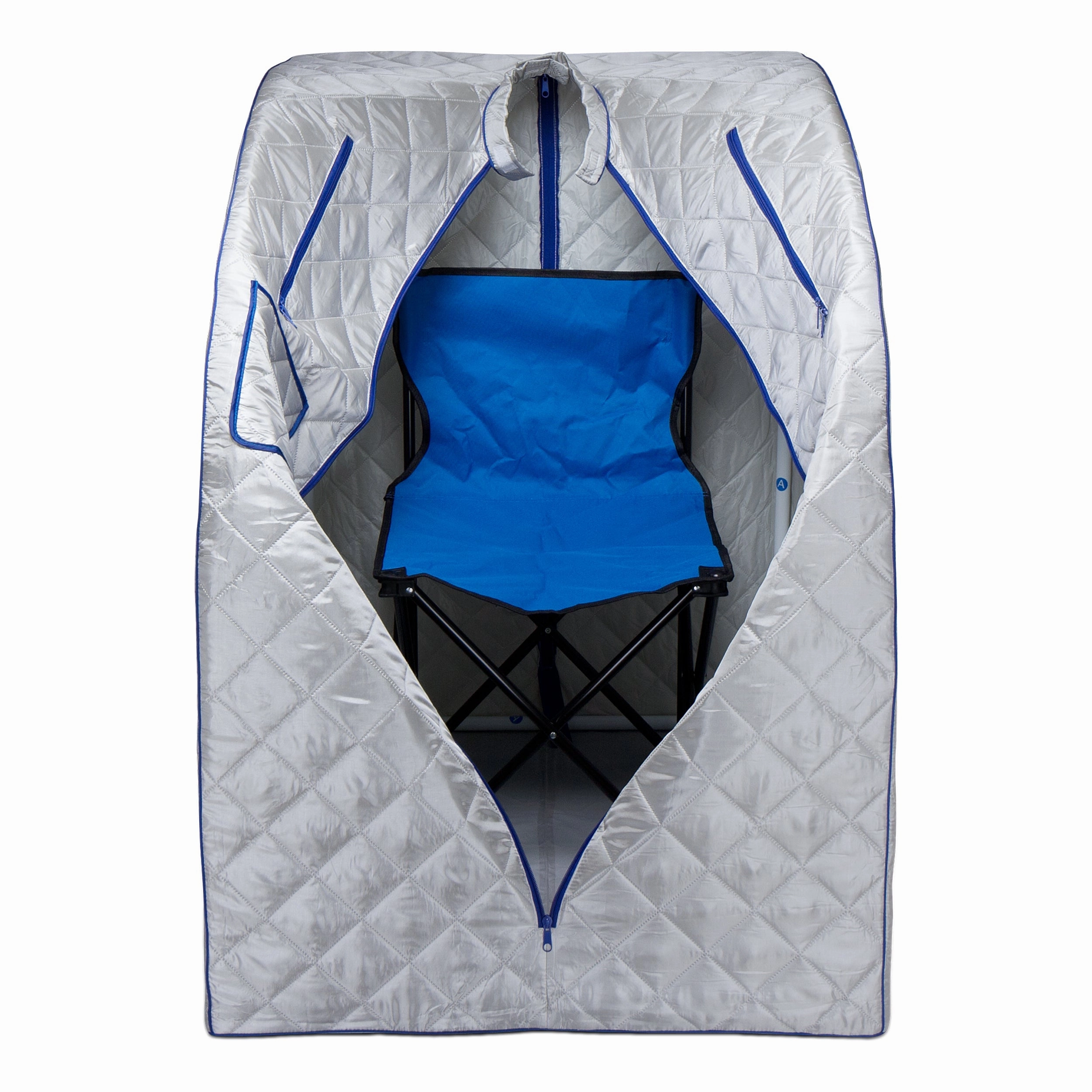 Durasage Health - Durasage Lightweight Portable Personal Steam Sauna Spa for Relaxation at Home. 60 Minute Timer. 800 Watt Steam Generator. Chair Included - Blue Trim