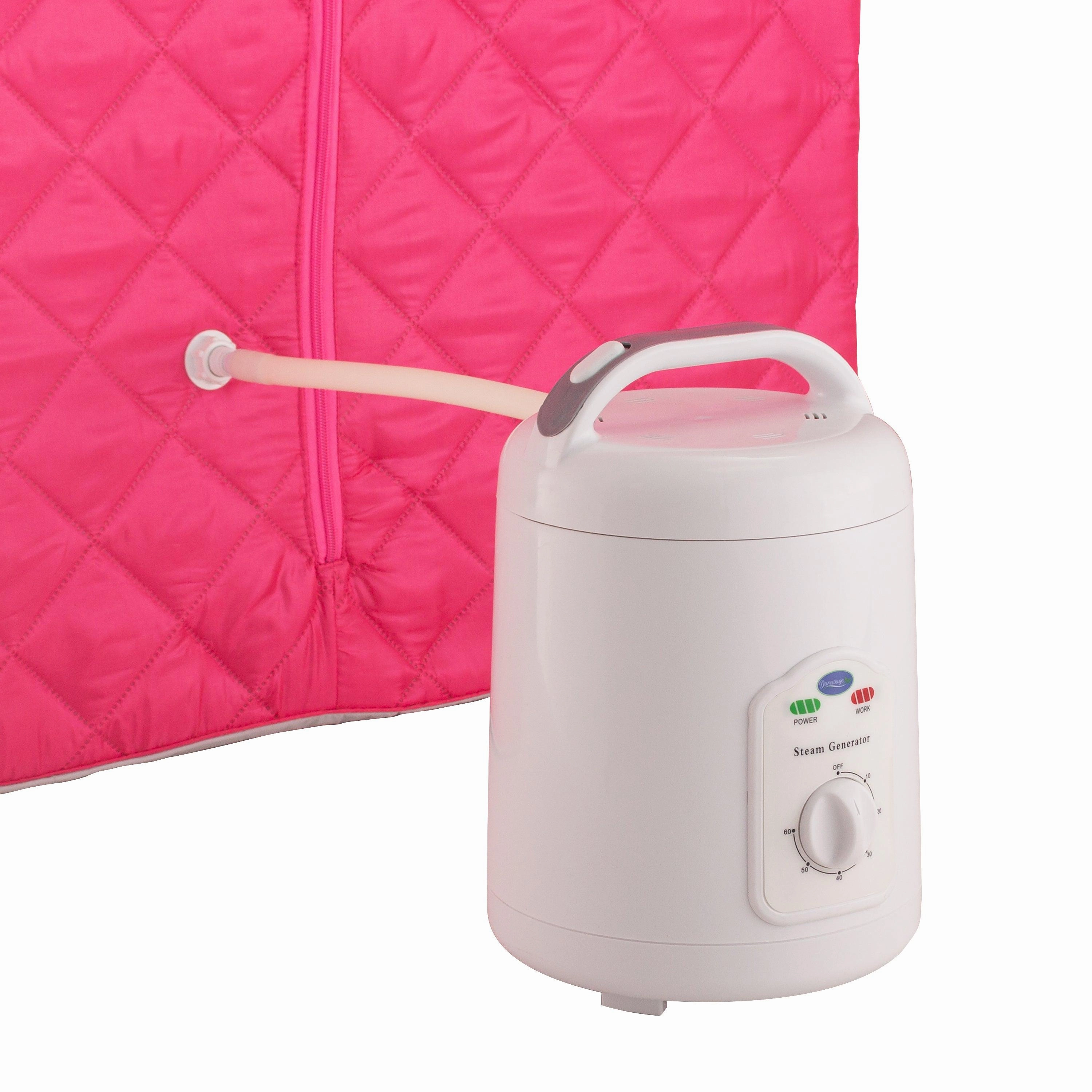Durasage Health - Durasage Lightweight Portable Personal Steam Sauna Spa for Relaxation at Home. 60 Minute Timer. 800 Watt Steam Generator. Chair Included - Fuchsia