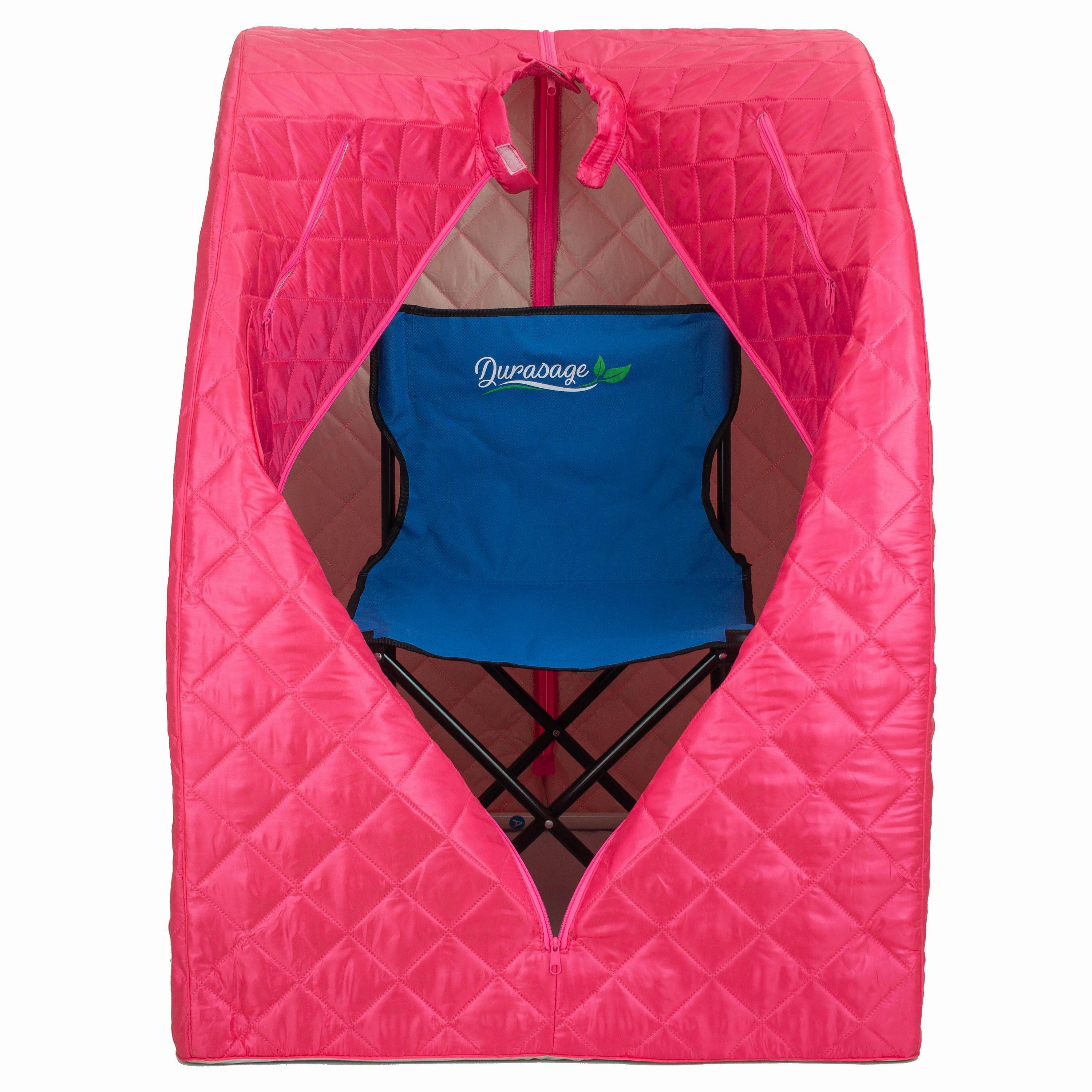 Durasage Health - Durasage Lightweight Portable Personal Steam Sauna Spa for Relaxation at Home. 60 Minute Timer. 800 Watt Steam Generator. Chair Included - Fuchsia