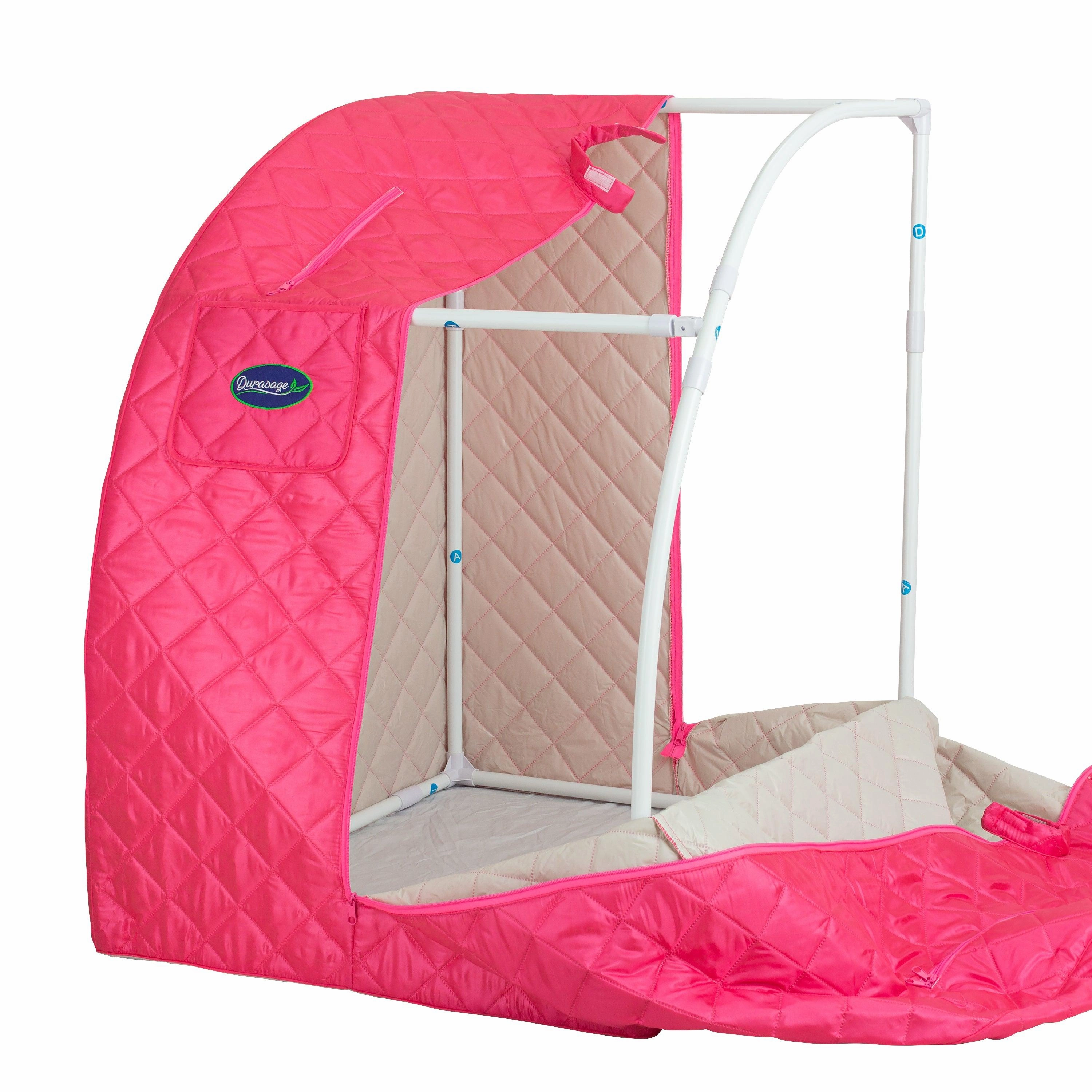 Durasage Health - Durasage Lightweight Portable Personal Steam Sauna Spa for Relaxation at Home. 60 Minute Timer. 800 Watt Steam Generator. Chair Included - Fuchsia