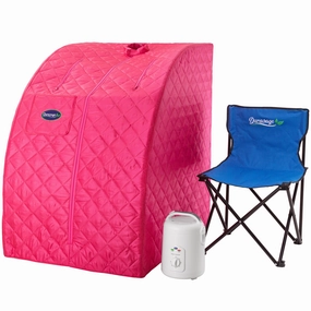 Durasage Health - Durasage Lightweight Portable Personal Steam Sauna Spa for Relaxation at Home. 60 Minute Timer. 800 Watt Steam Generator. Chair Included - Fuchsia