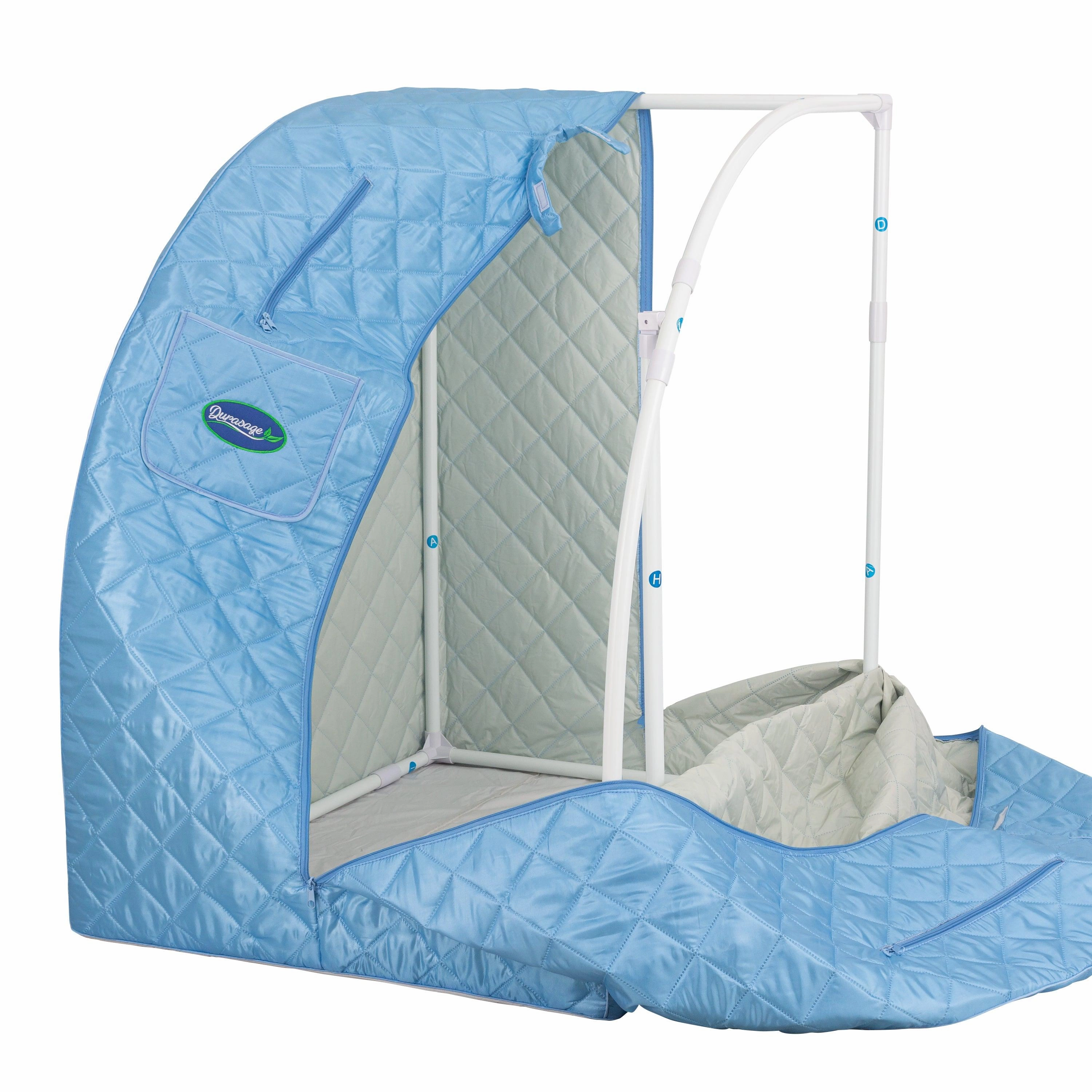 Durasage Health - Durasage Lightweight Portable Personal Steam Sauna Spa for Relaxation at Home. 60 Minute Timer. 800 Watt Steam Generator. Chair Included - Light Blue