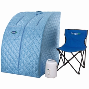 Durasage Health - Durasage Lightweight Portable Personal Steam Sauna Spa for Relaxation at Home. 60 Minute Timer. 800 Watt Steam Generator. Chair Included - Light Blue