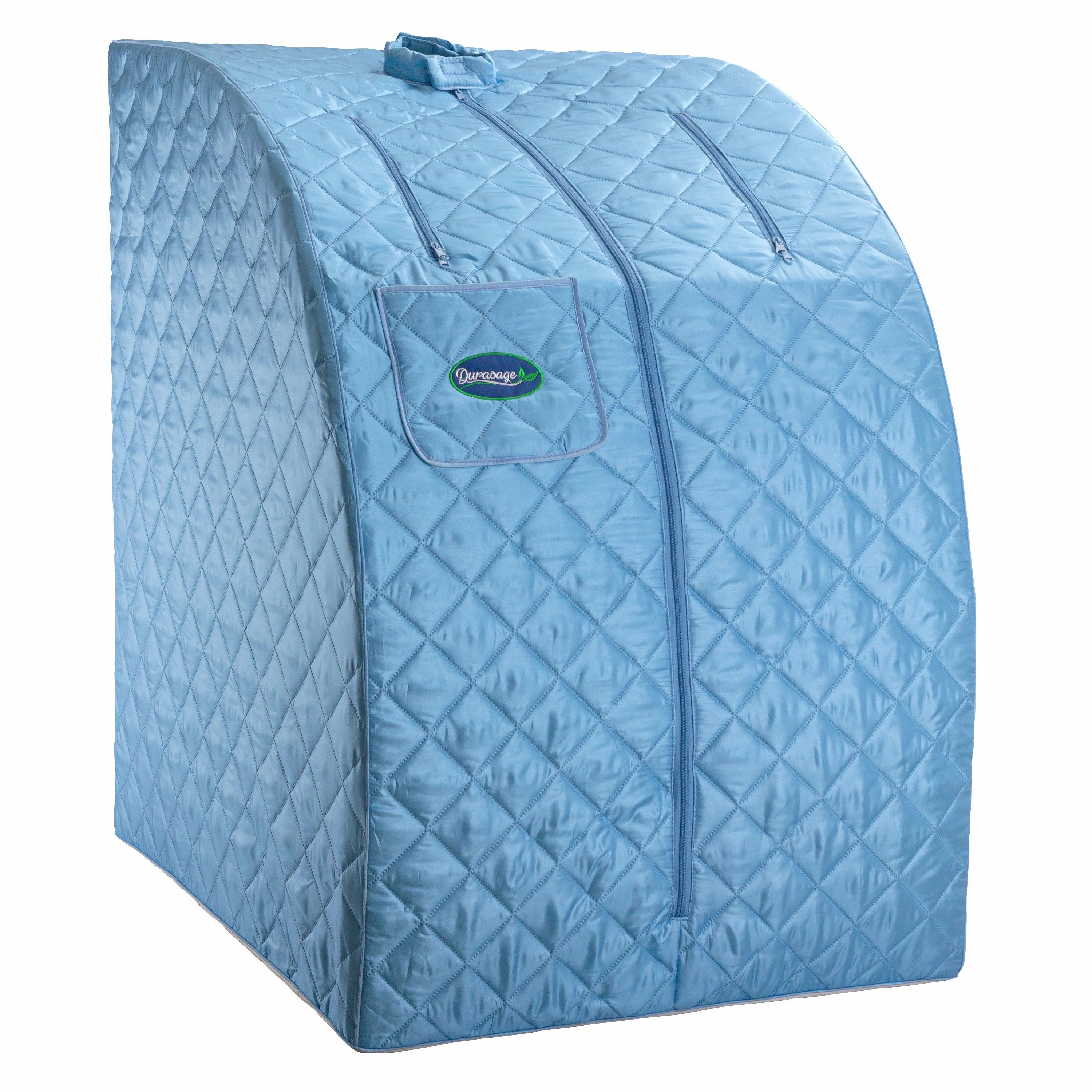Durasage Health - Durasage Lightweight Portable Personal Steam Sauna Spa for Relaxation at Home. 60 Minute Timer. 800 Watt Steam Generator. Chair Included - Light Blue