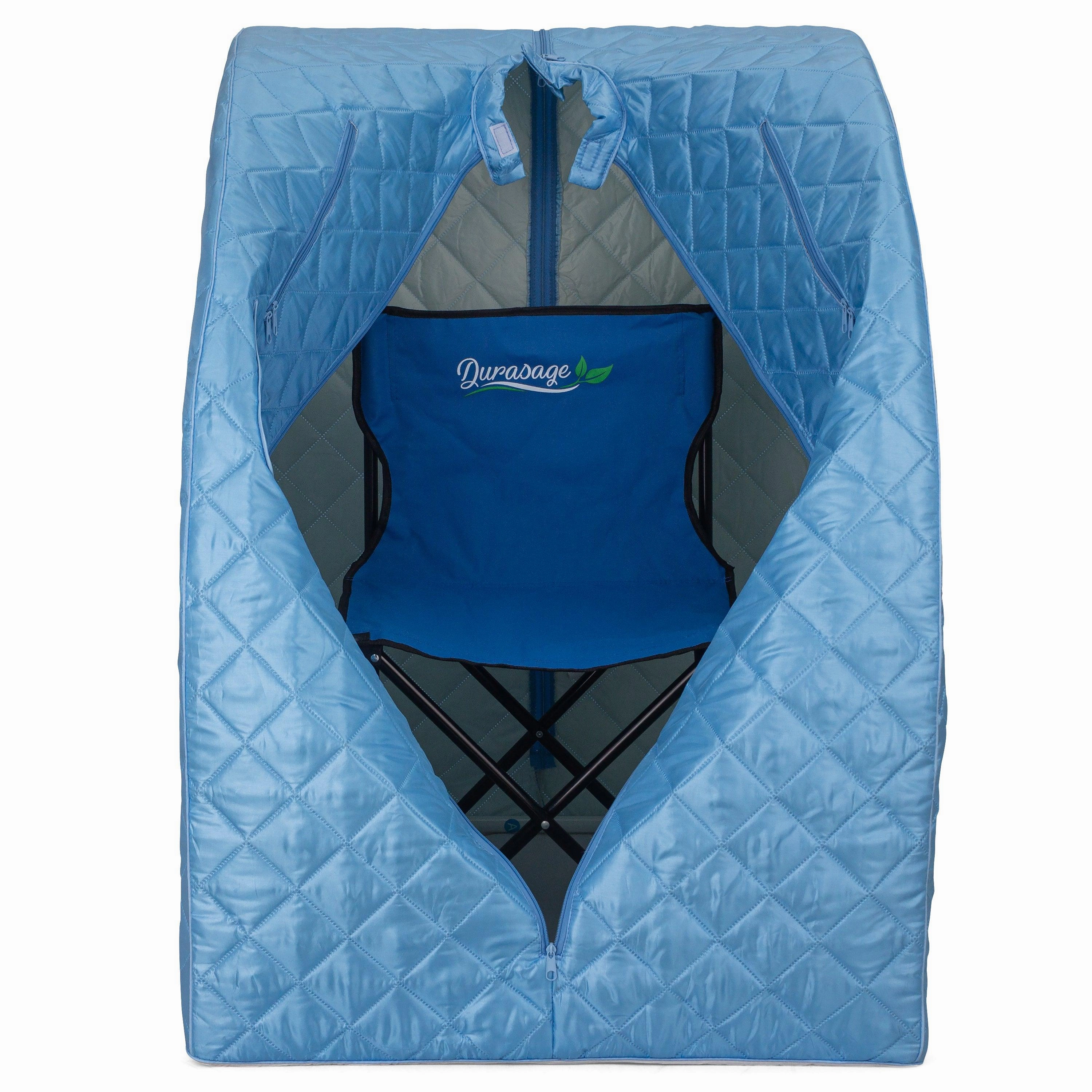 Durasage Health - Durasage Lightweight Portable Personal Steam Sauna Spa for Relaxation at Home. 60 Minute Timer. 800 Watt Steam Generator. Chair Included - Light Blue