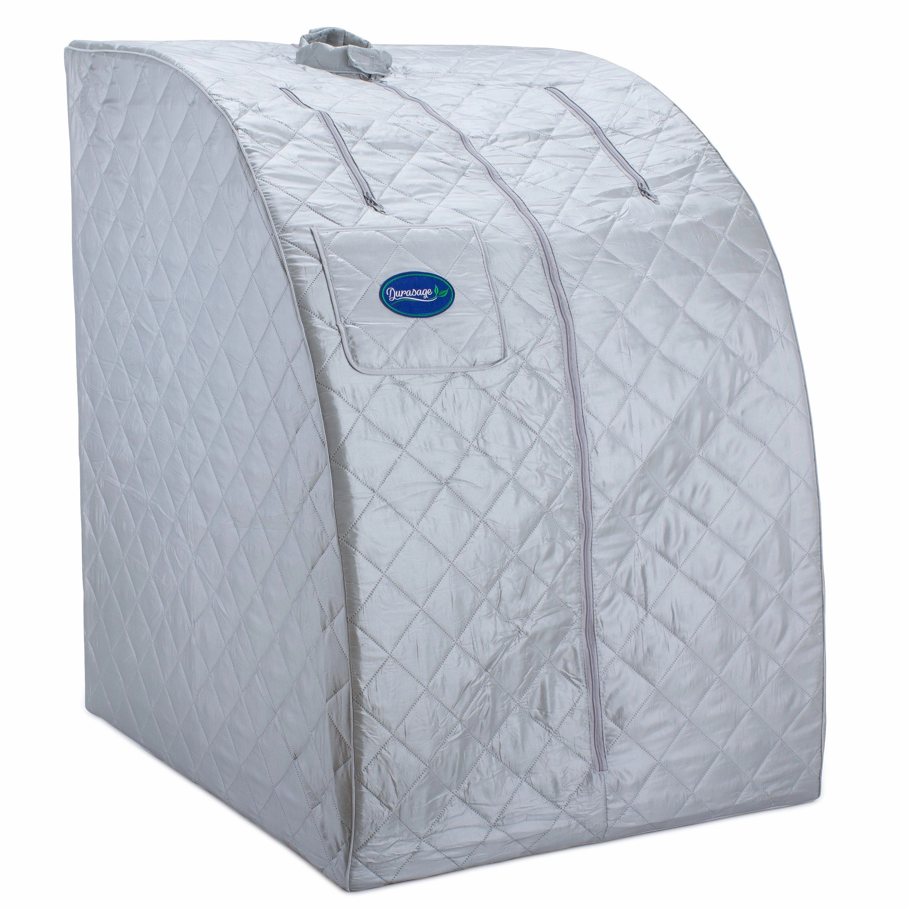 Durasage Health - Durasage Lightweight Portable Personal Steam Sauna Spa for Relaxation at Home. 60 Minute Timer. 800 Watt Steam Generator. Chair Included - Silver