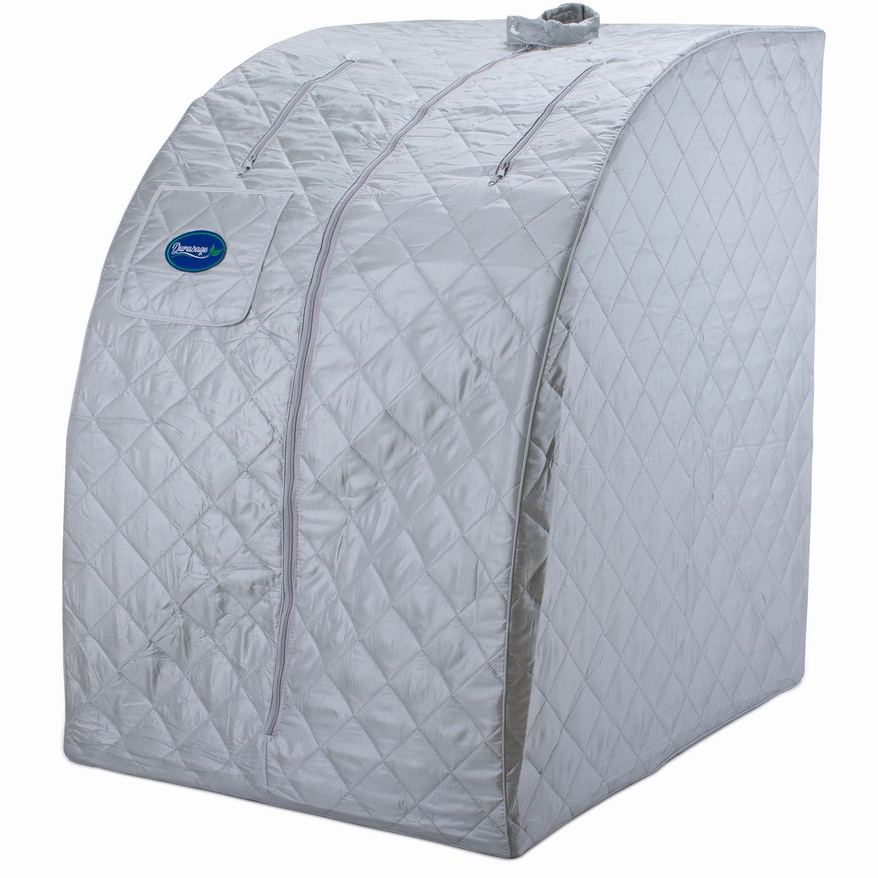 Durasage Health - Durasage Lightweight Portable Personal Steam Sauna Spa for Relaxation at Home. 60 Minute Timer. 800 Watt Steam Generator. Chair Included - Silver