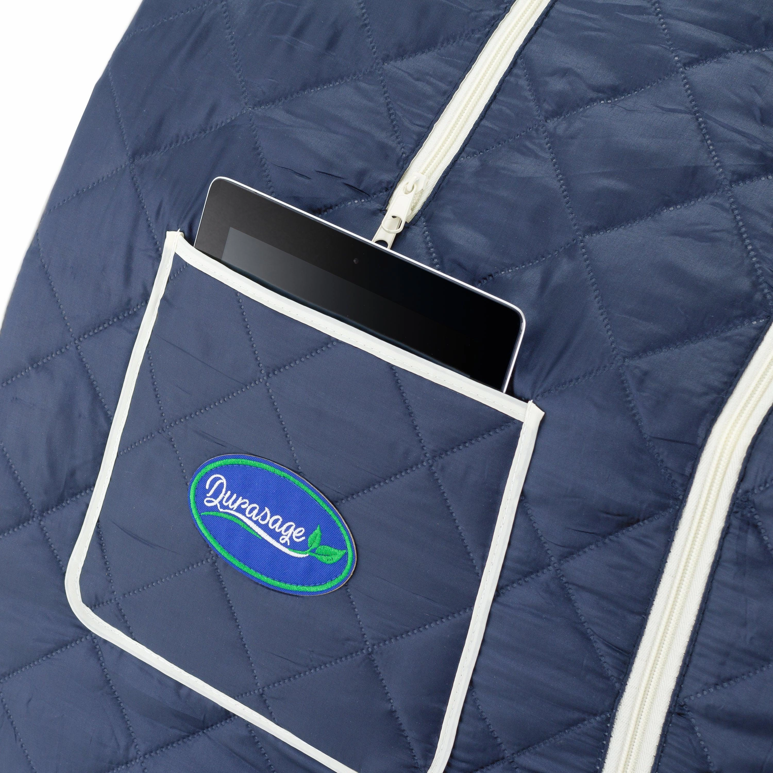 Durasage Health - Durasage Oversized Portable Personal Steam Sauna Spa for Relaxation at Home. 60 Minute Timer. 800 Watt Steam Generator. Chair Included - Satin Blue