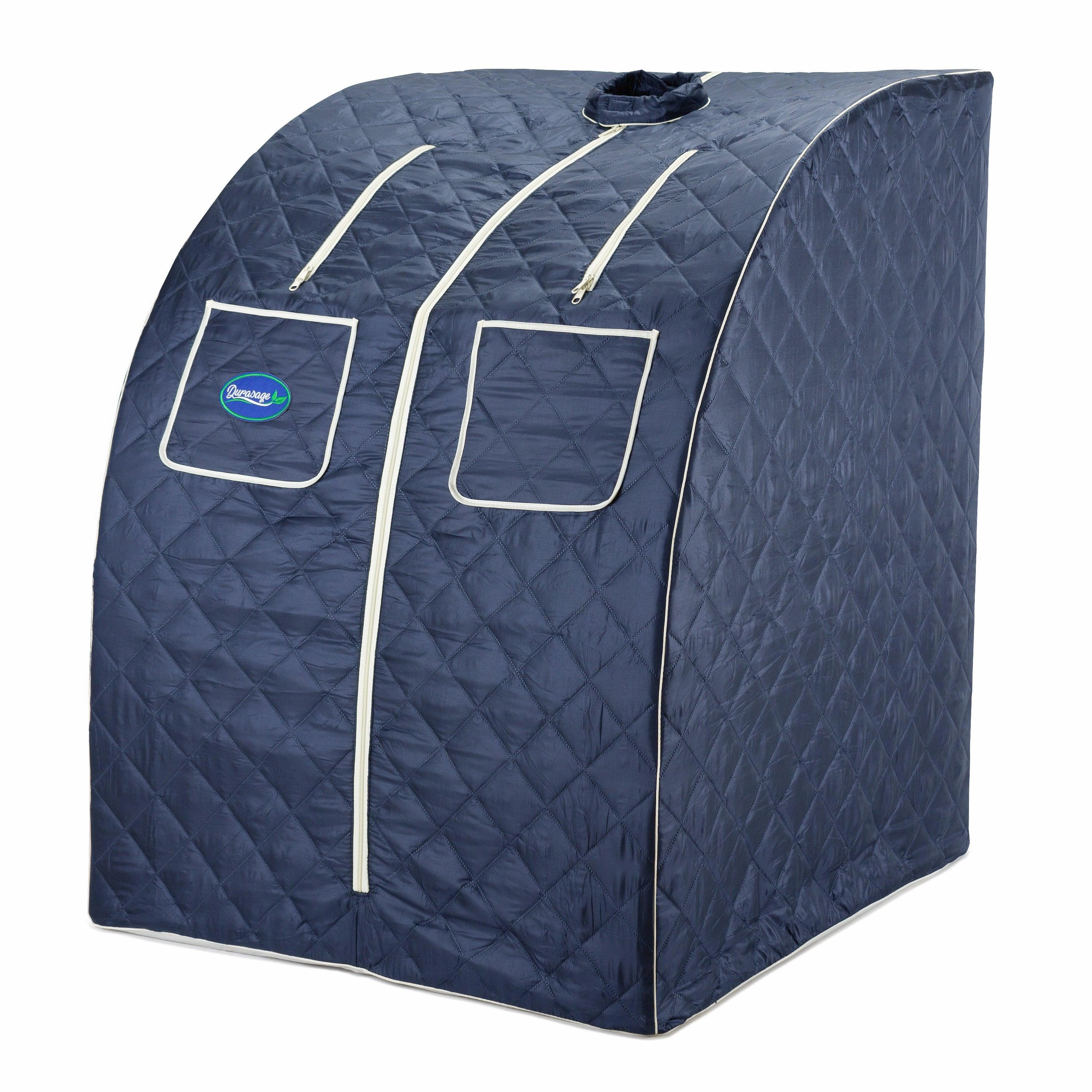 Durasage Health - Durasage Oversized Portable Personal Steam Sauna Spa for Relaxation at Home. 60 Minute Timer. 800 Watt Steam Generator. Chair Included - Satin Blue