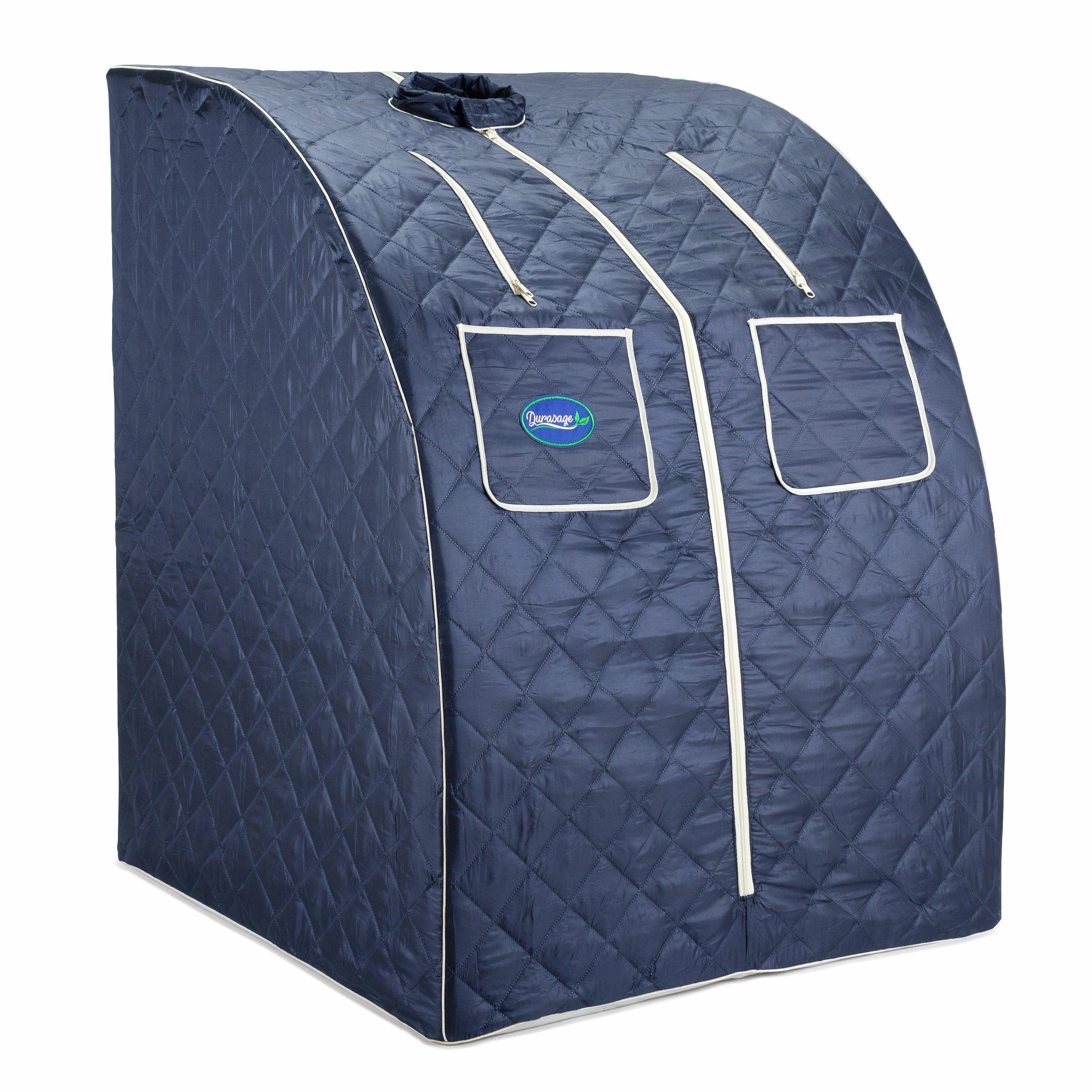 Durasage Health - Durasage Oversized Portable Personal Steam Sauna Spa for Relaxation at Home. 60 Minute Timer. 800 Watt Steam Generator. Chair Included - Satin Blue
