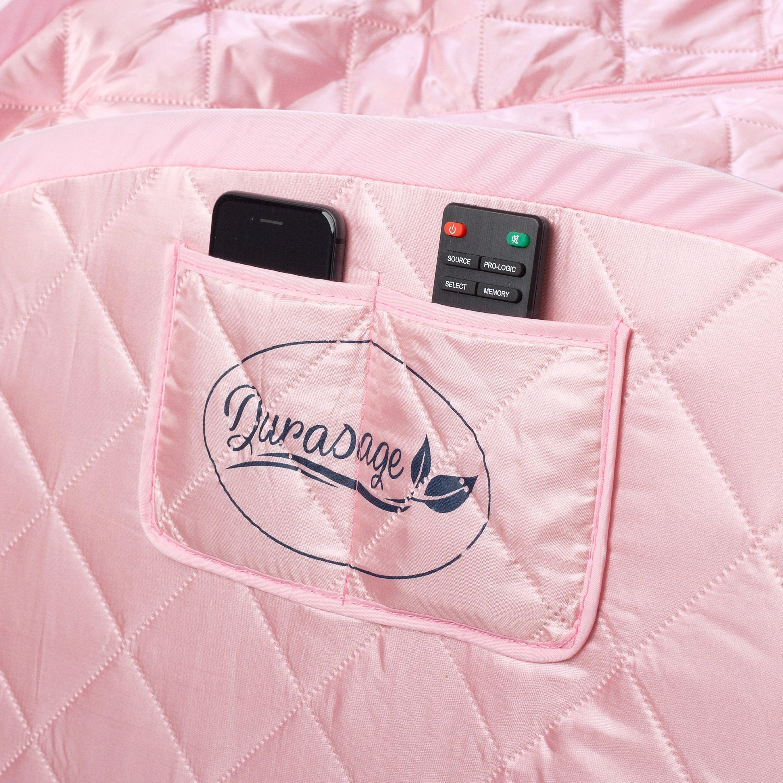 Durasage Health - Durasage Personal Foldable Steam Sauna for Relaxation at Home. 60 Minute Timer. 800 Watt Steam Generator. Chair Included - Light Pink