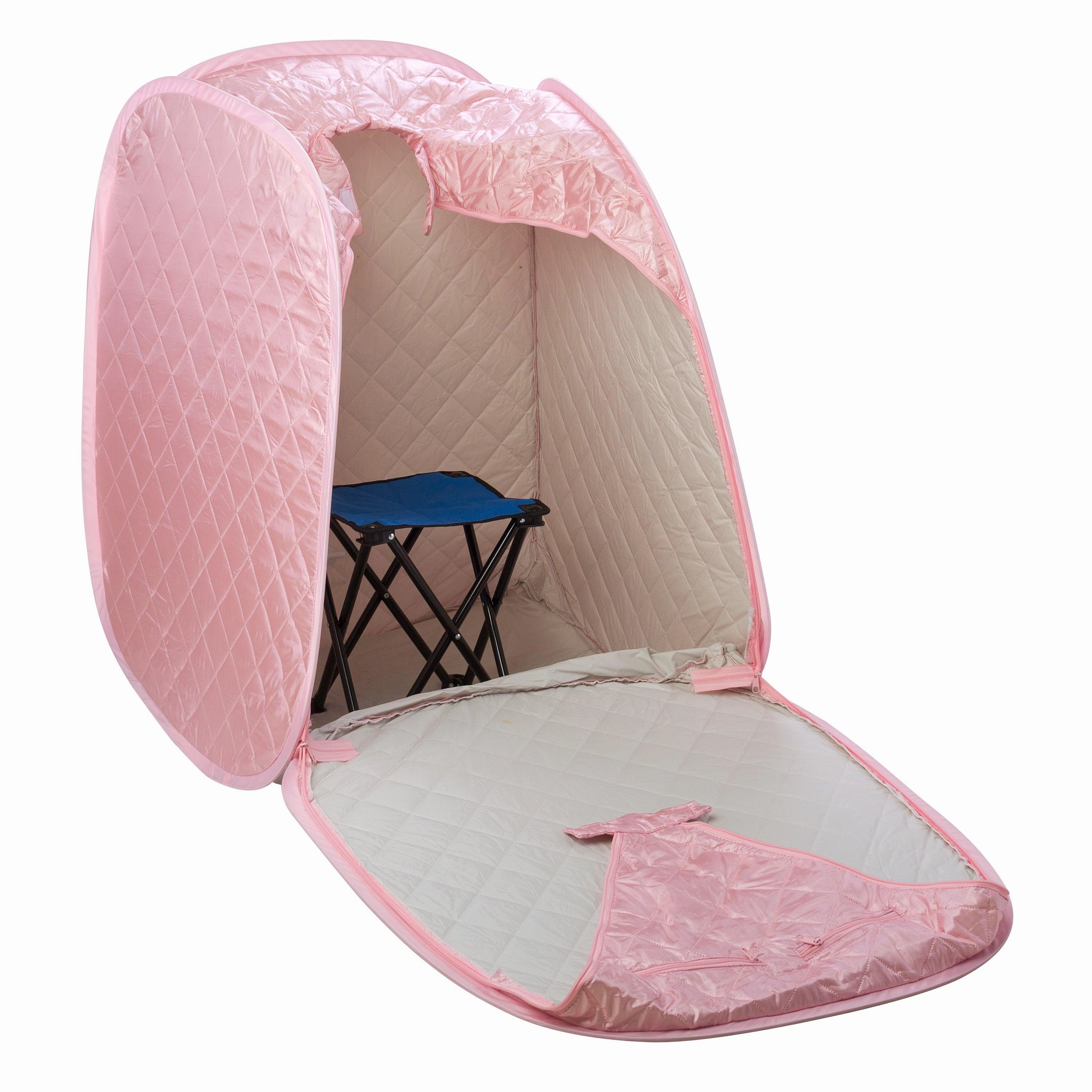 Durasage Health - Durasage Personal Foldable Steam Sauna for Relaxation at Home. 60 Minute Timer. 800 Watt Steam Generator. Chair Included - Light Pink