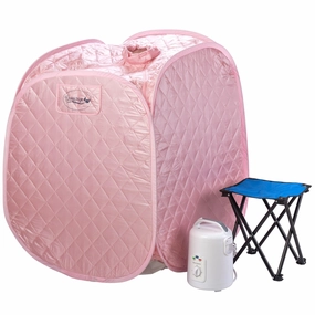 Durasage Health - Durasage Personal Foldable Steam Sauna for Relaxation at Home. 60 Minute Timer. 800 Watt Steam Generator. Chair Included - Light Pink