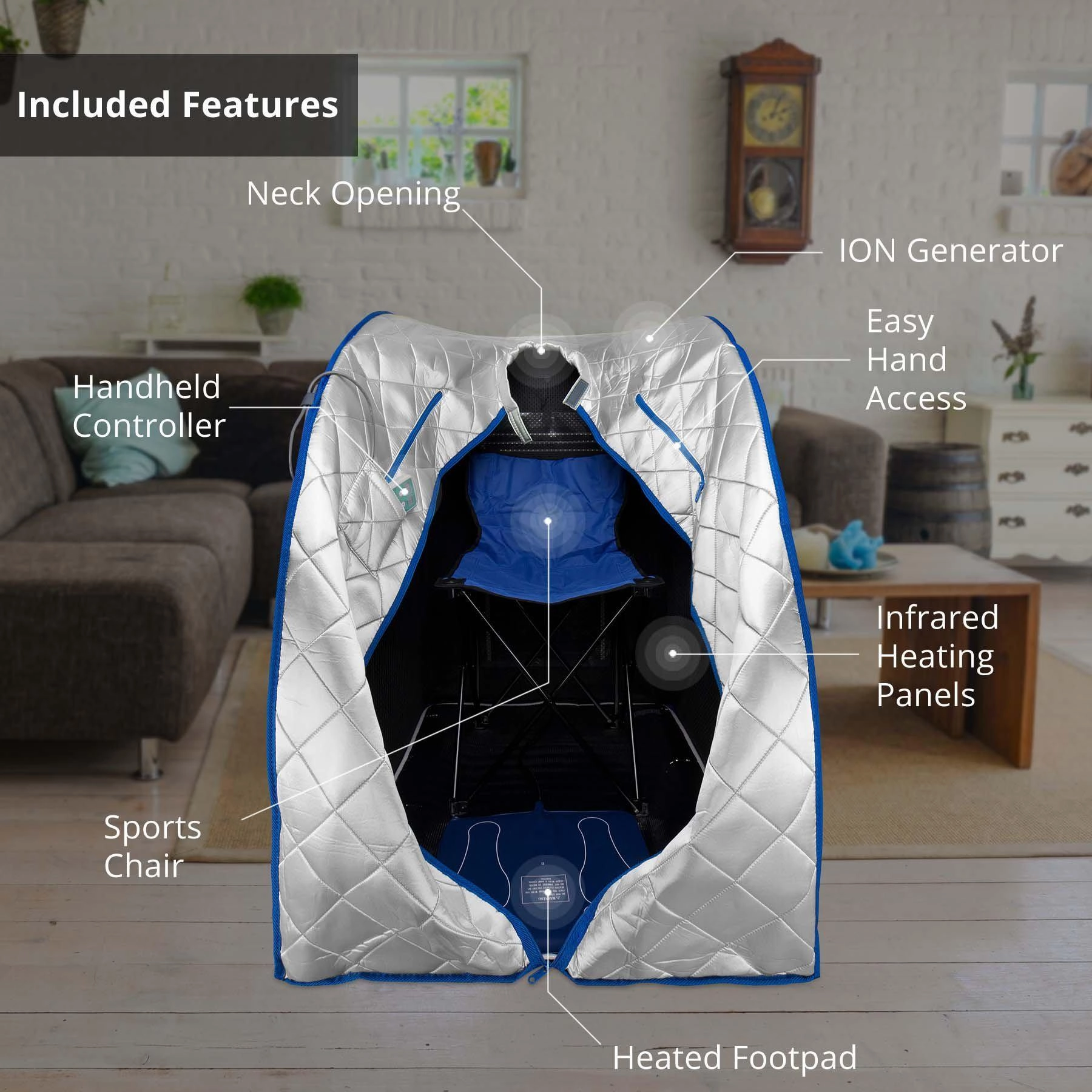 Durasage Health - Infrared Heated Personal Sauna with Air Ionizer Generator. 5  Temperature Levels & up to 30 minutes