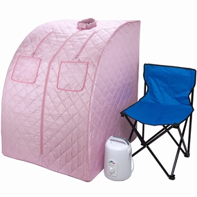 Durasage Health - Oversized Portable Steam Sauna for Weight Loss. Detox & Relaxation at Home. Chair Included - Pink