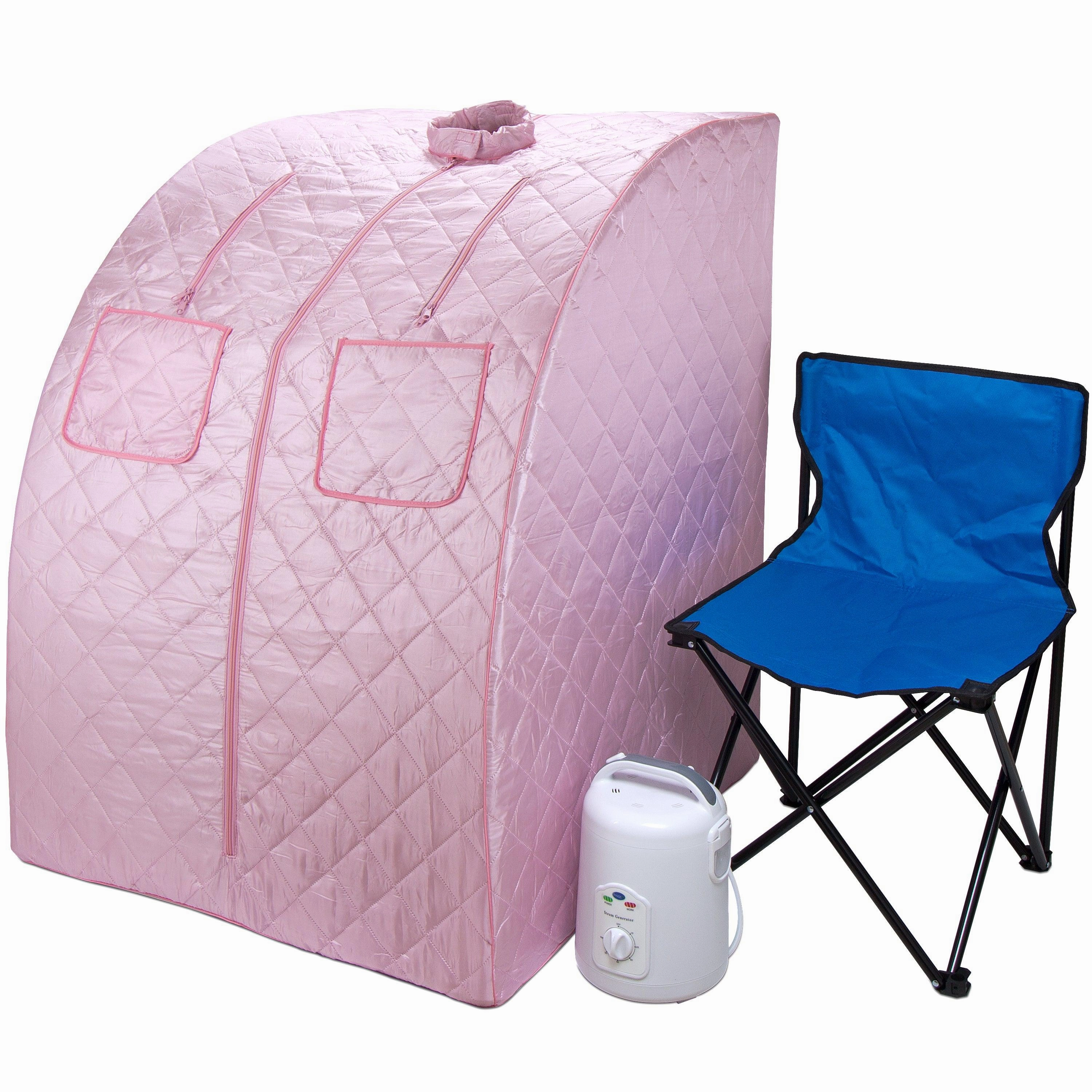 Durasage Health - Oversized Portable Steam Sauna for Weight Loss. Detox & Relaxation at Home. Chair Included - Pink