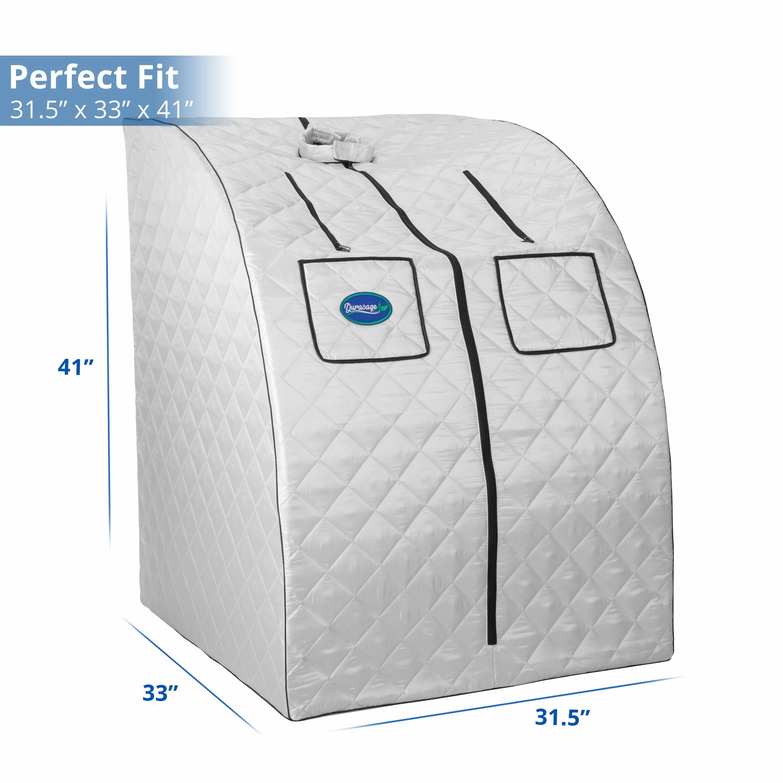Durasage Health - Oversized Portable Steam Sauna for Weight Loss. Detox & Relaxation at Home. Chair Included - Silver