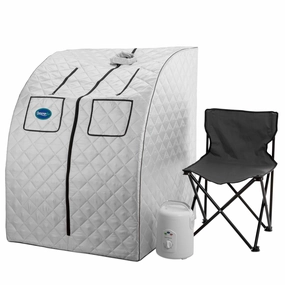 Durasage Health - Oversized Portable Steam Sauna for Weight Loss. Detox & Relaxation at Home. Chair Included - Silver